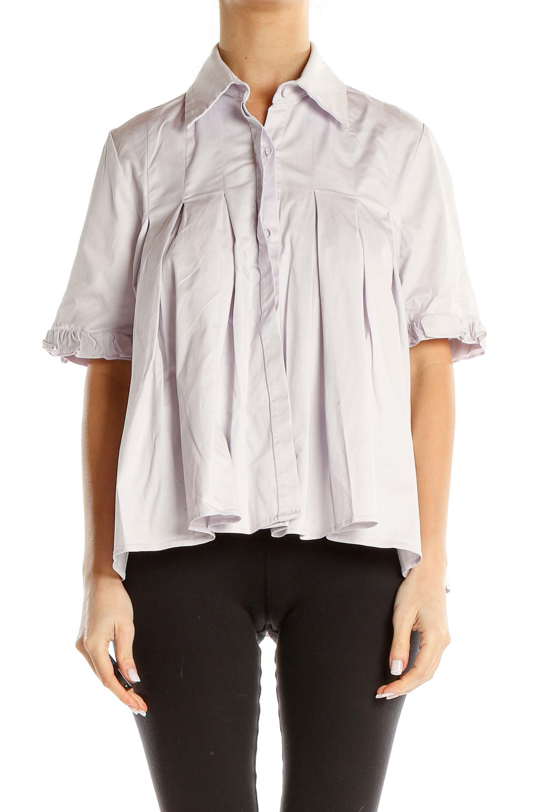 Purple Pleated Formal Babydoll Top