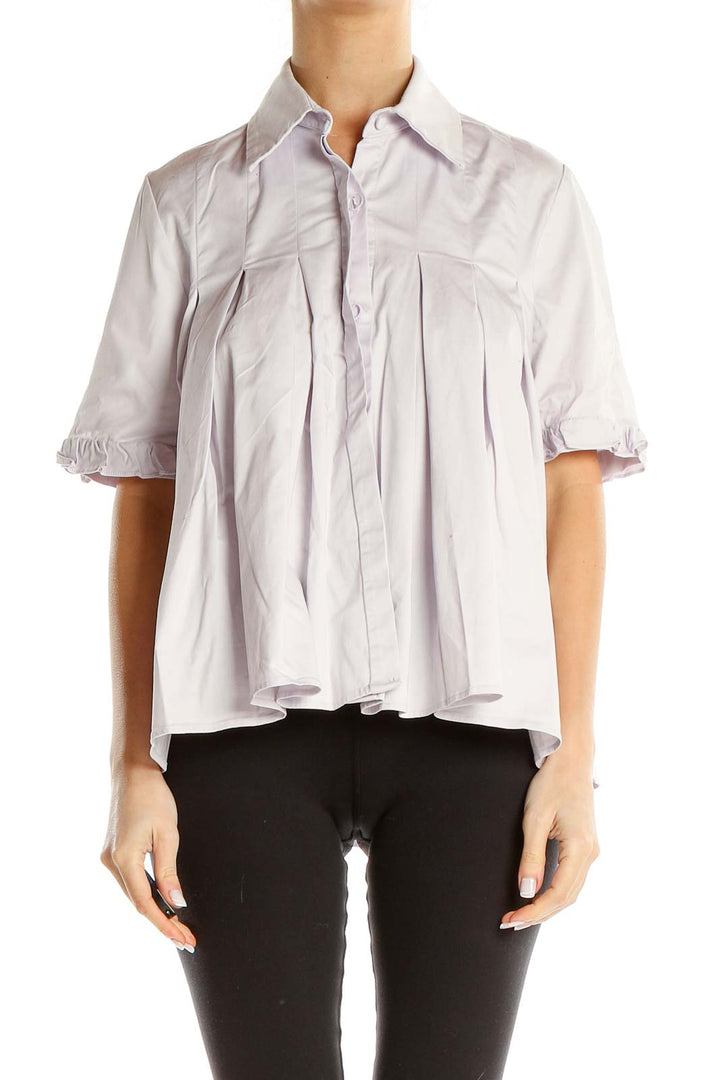 Purple Pleated Formal Babydoll Top