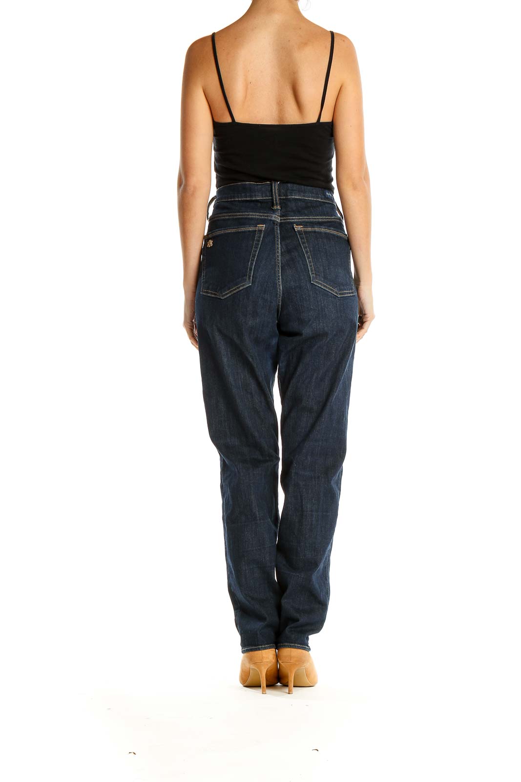 Blue Dark Wash Straight Leg Jeans