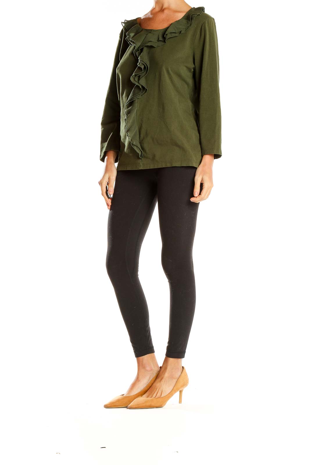 Green Ruffle Blouse