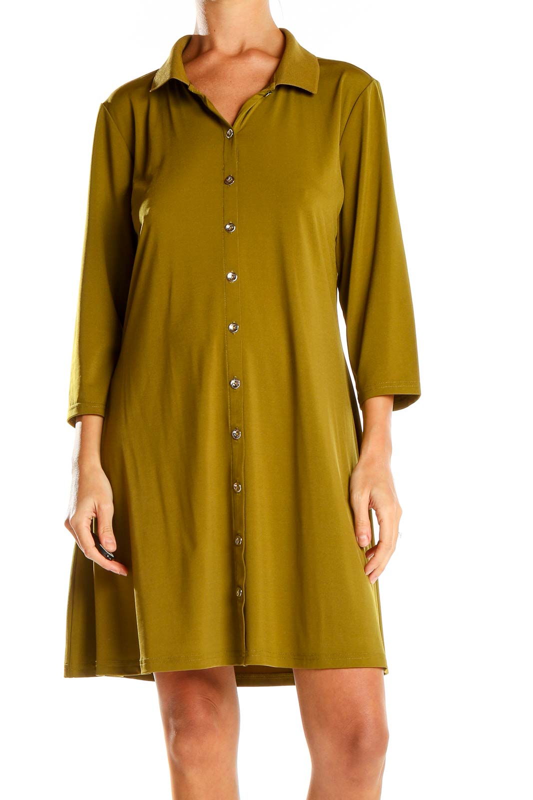 Olive Button-Down Shirt Dress Olive Button-Down Shirt Dress