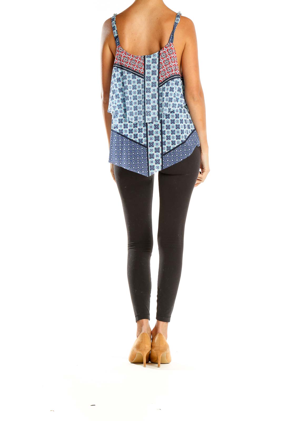 Side view of INC XL layered tank top showing tiered design and pattern mix