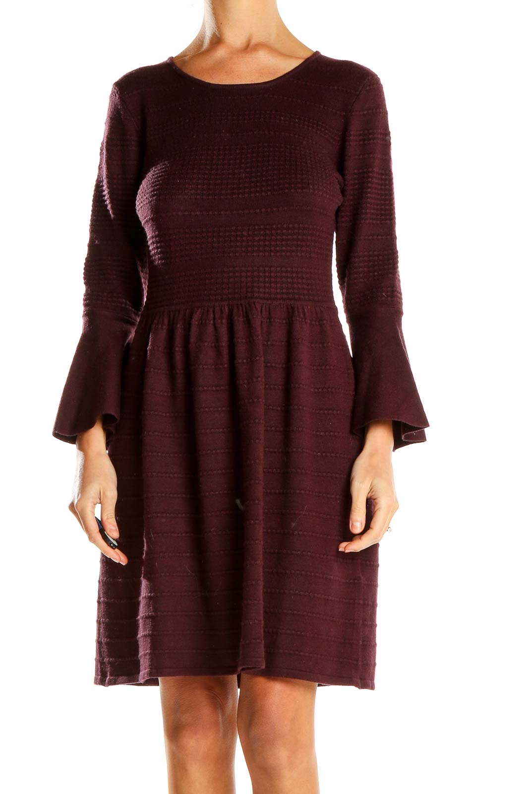 Maroon Classic Woven Fit & Flare Dress