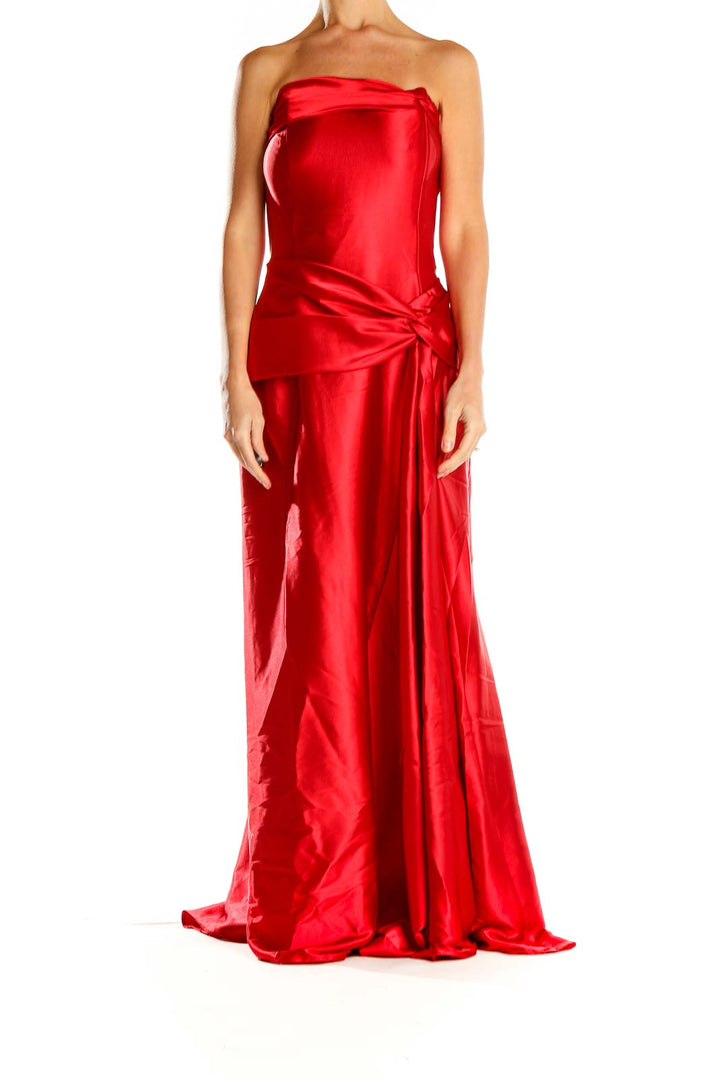 Red Formal Strapless Column Dress