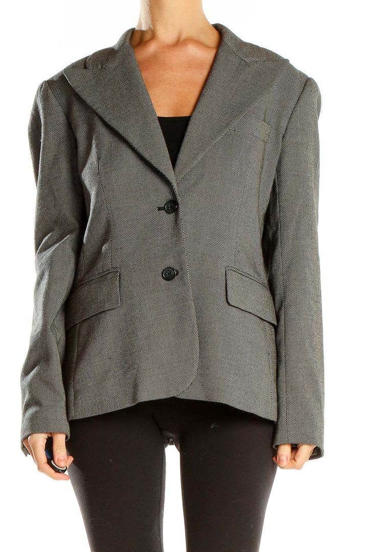 Front view of gray MICHAEL Michael Kors structured blazer