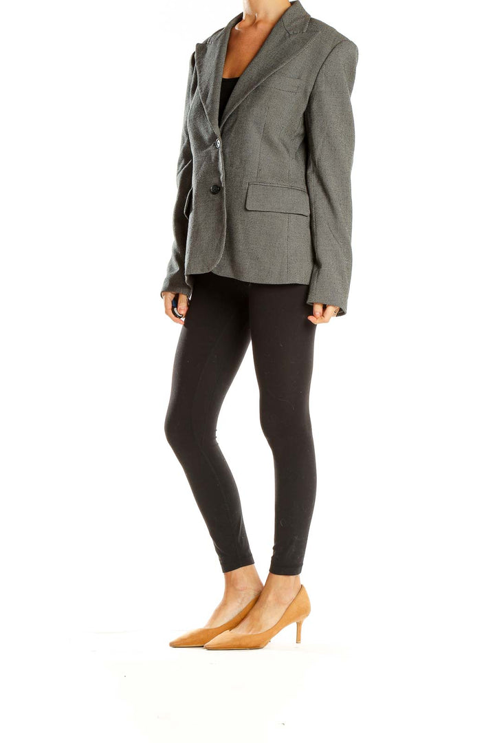 Front view of gray MICHAEL Michael Kors structured blazer