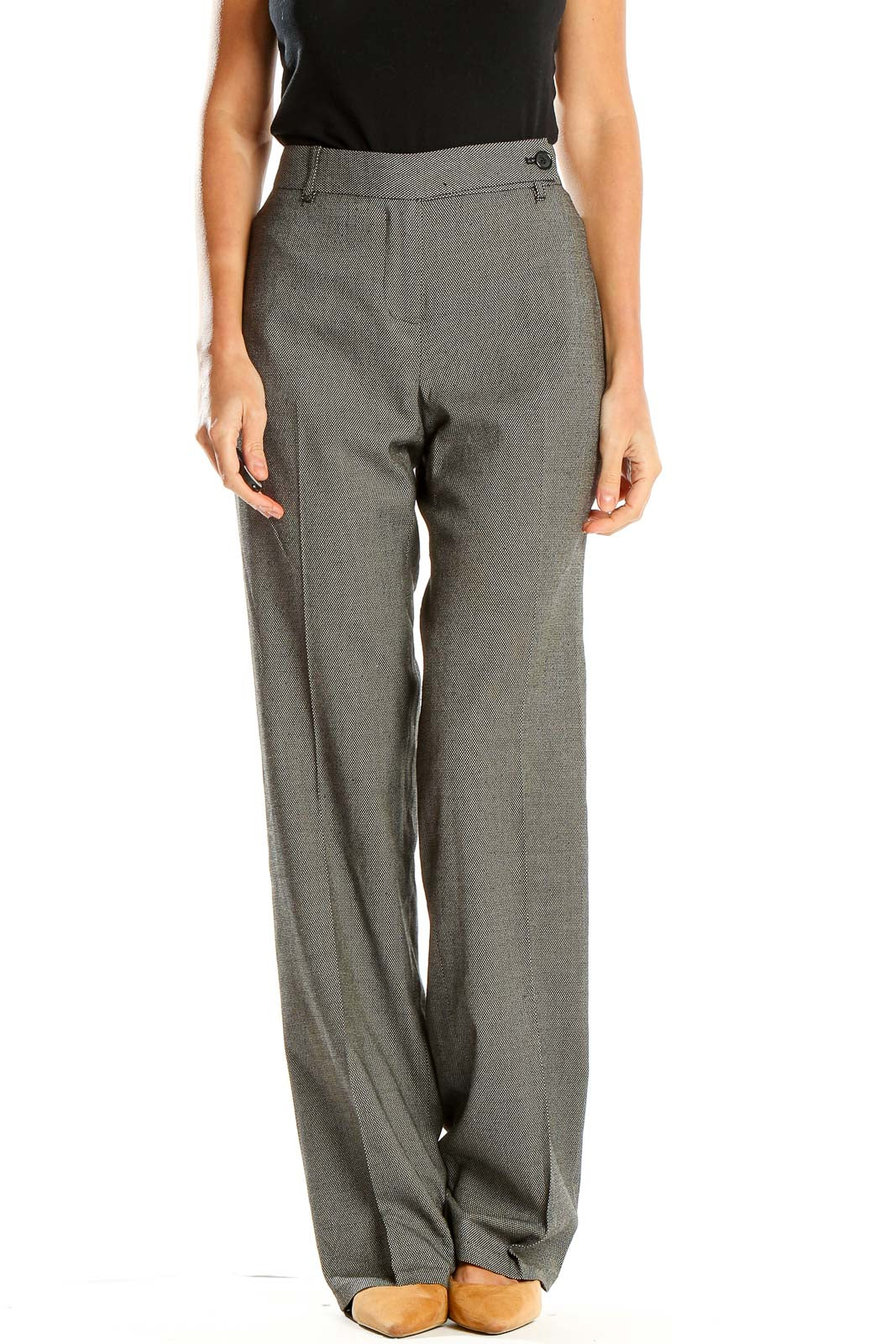 Front view of MICHAEL Michael Kors gray wide-leg dress pants