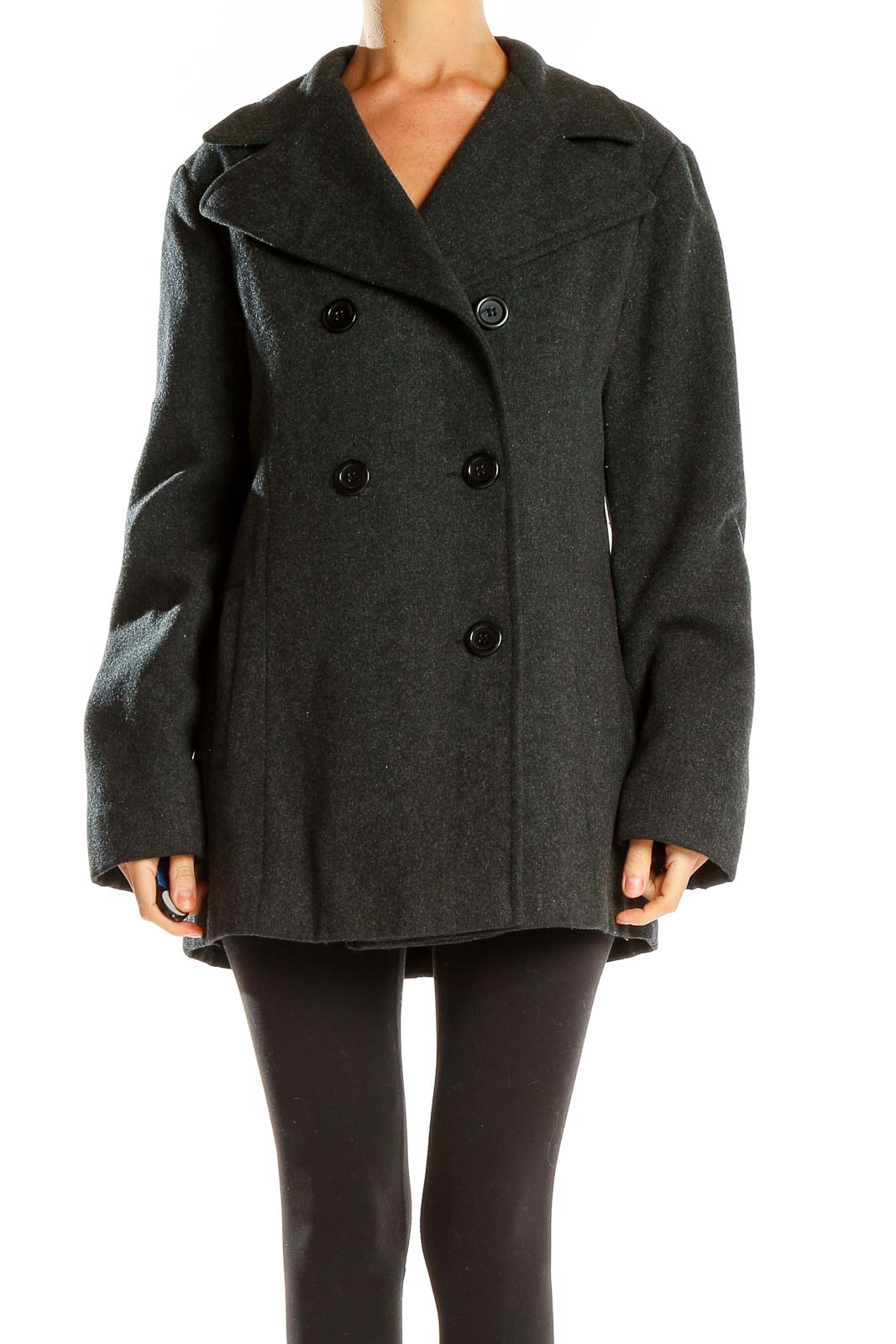 Jason Kole Charcoal Double Breasted Peacoat Timeless Winter Elegance SilkRoll