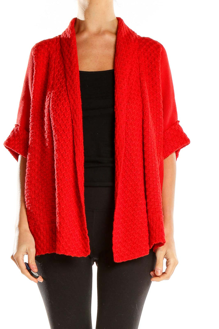 Red Short Sleeve Cardigan