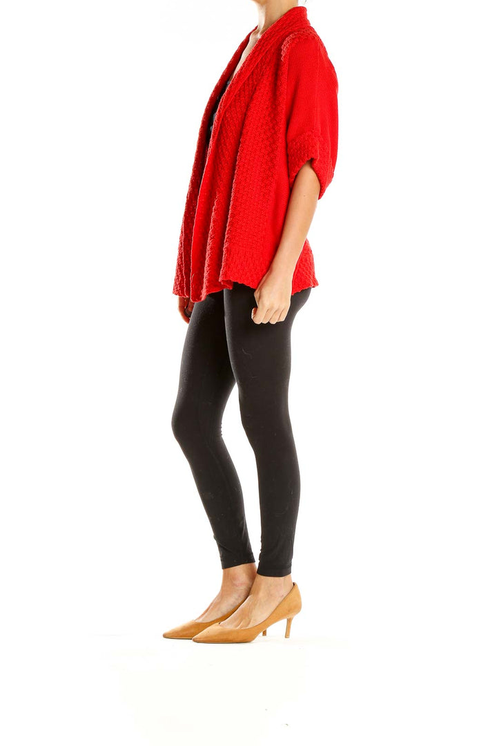 Red Short Sleeve Cardigan