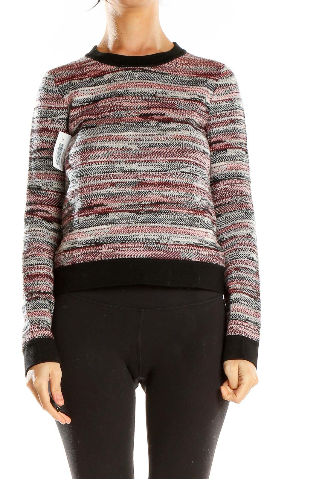 Front view of Rag & Bone multicolor striped knit sweater