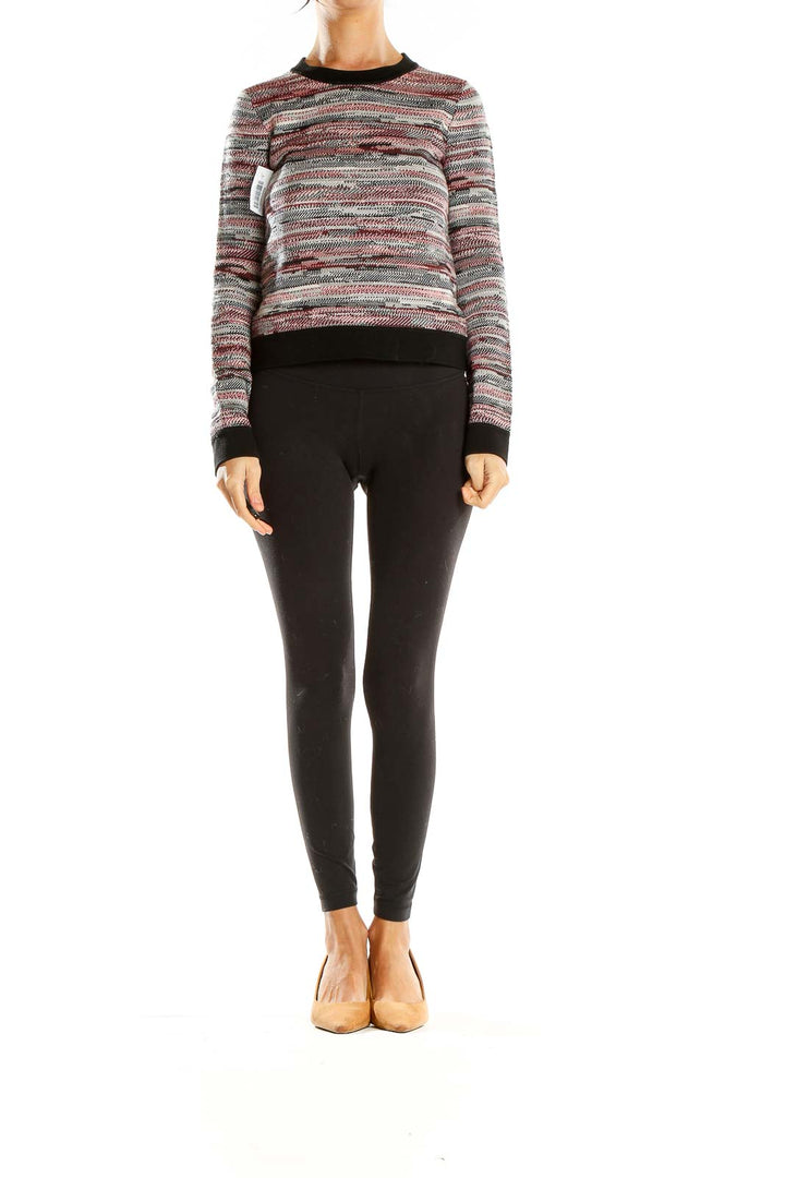 Front view of Rag & Bone multicolor striped knit sweater