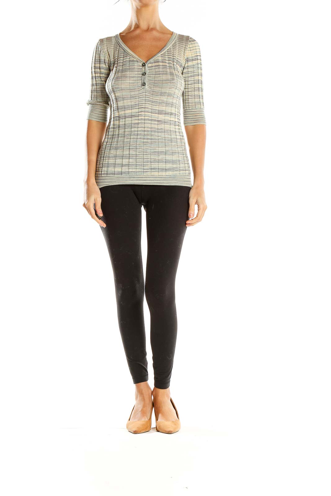 Gray Textured Fitted Top