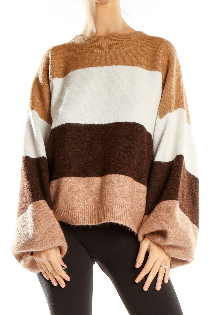 Brown Striped All Day Wear Sweater