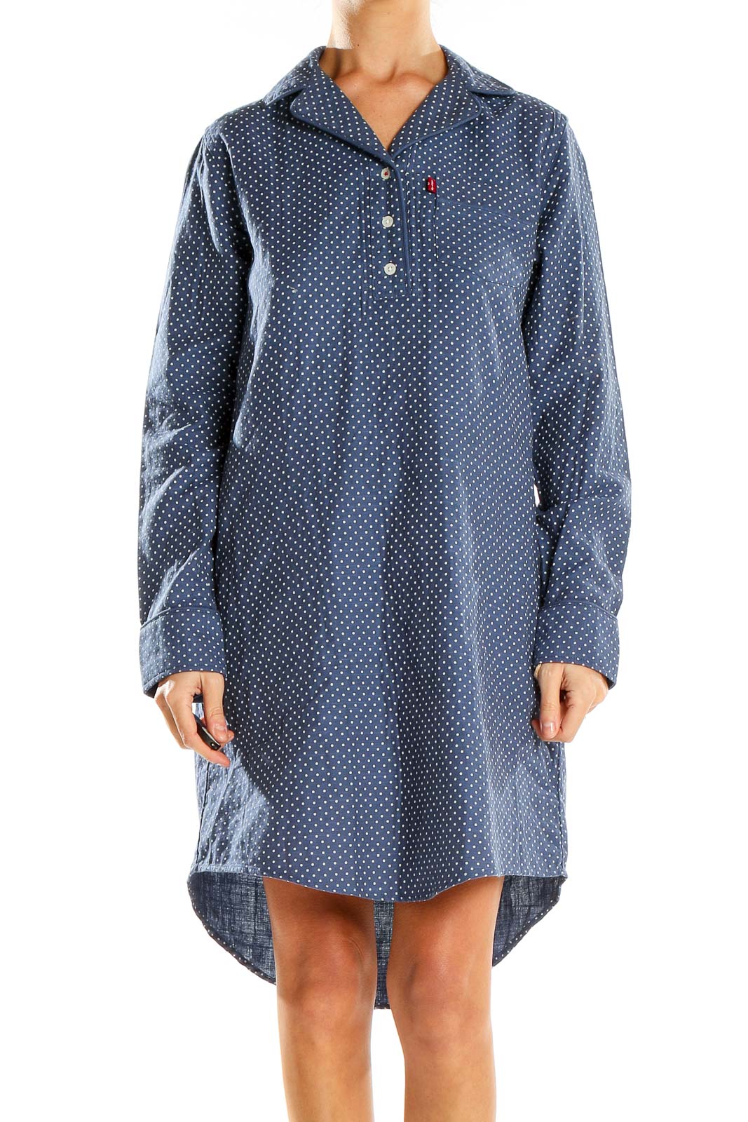 Blue polka dot shirt dress online