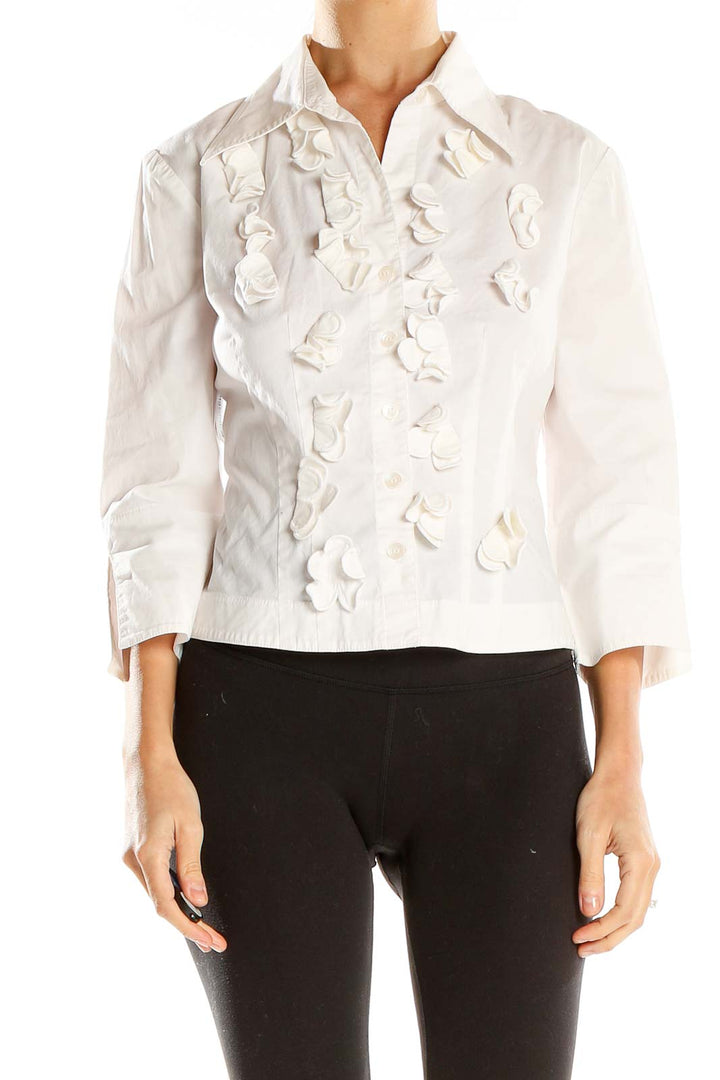 White Retro Appliqué Top