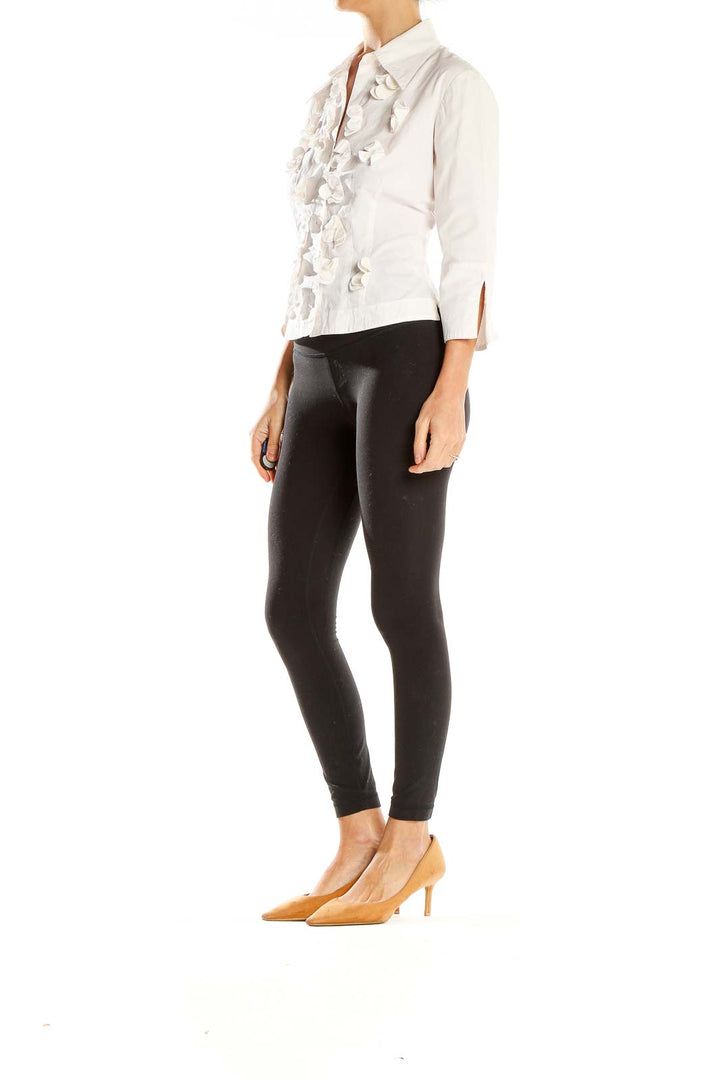 White Retro Appliqué Top
