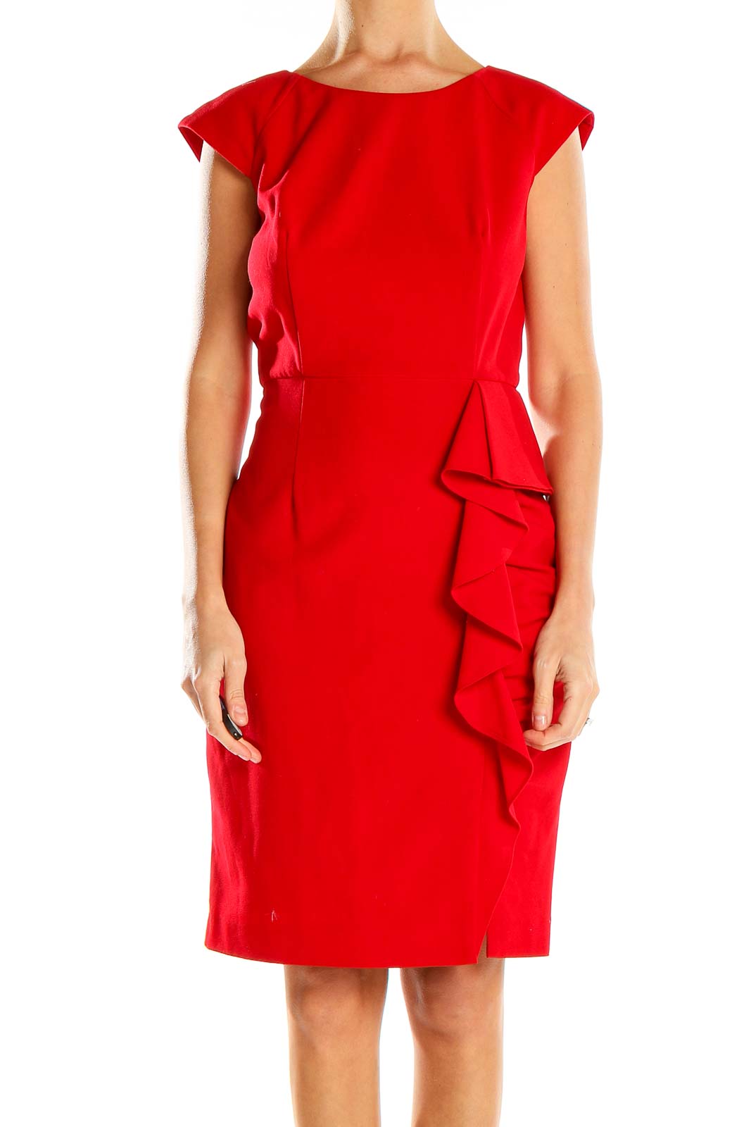 Red Ruffled Sheath Dress | Calvin Klein