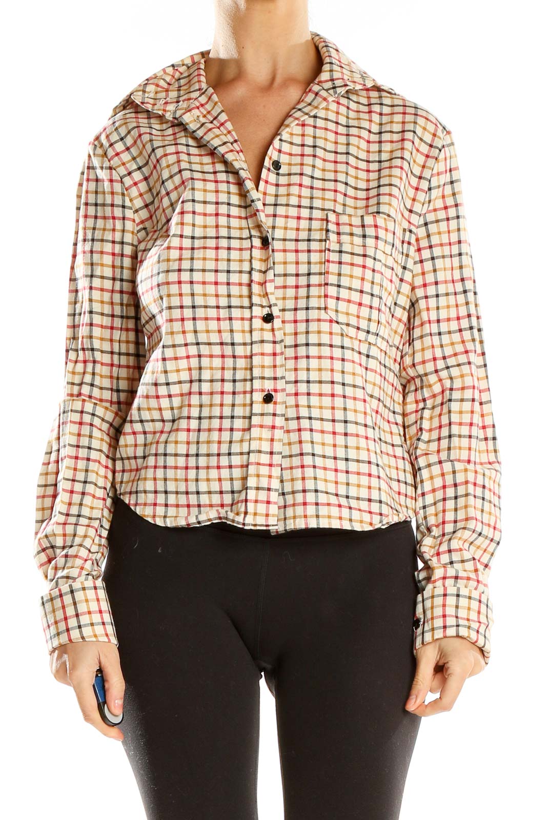 Multicolor Checker Print Retro Top