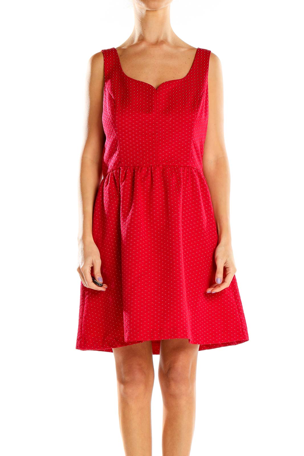kensie cocktail dress Red Polka Dot Sleeveless A-Line EXTRAWEDDINGS40 Measure Time Gown by Metallic accents and dramatic COLOR:Fuchsia/Gold