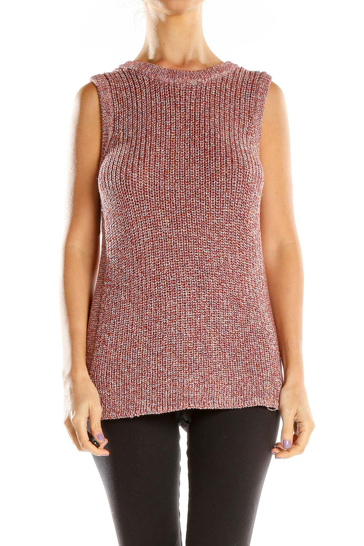 Front view of Ella Moss pink sleeveless ribbed knit top