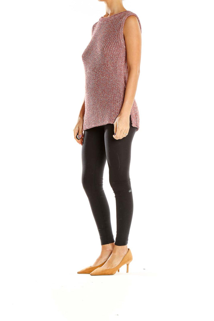 Front view of Ella Moss pink sleeveless ribbed knit top