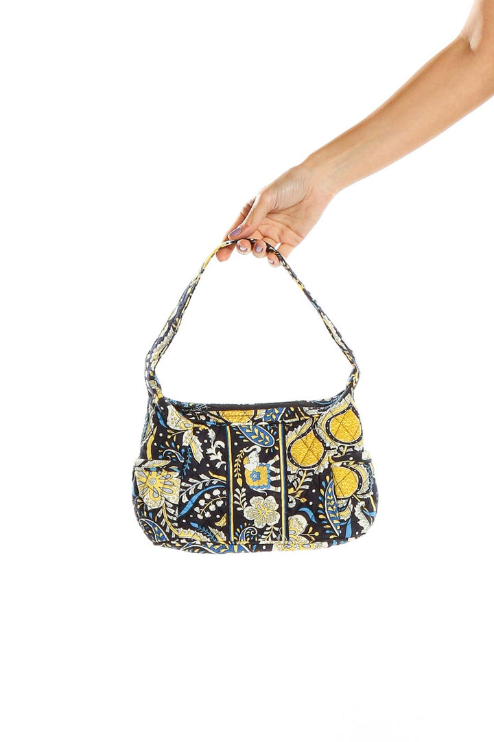 Front view of Vera Bradley yellow floral quilted shoulder bag