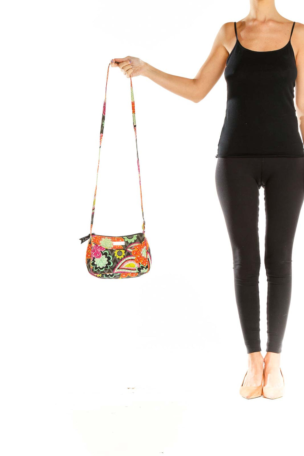 Front view of Vera Bradley multicolor floral crossbody shoulder bag