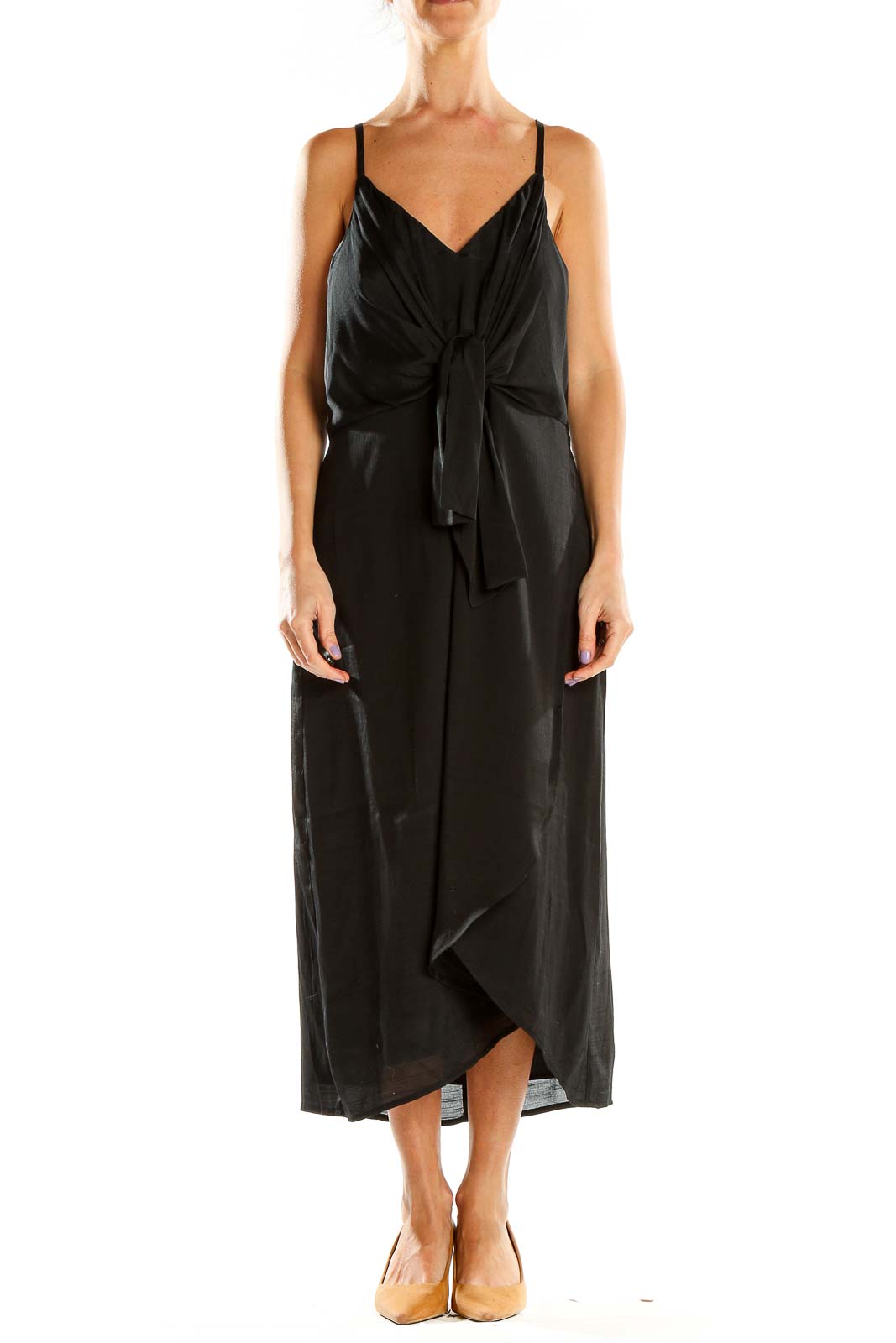 Banana Republic Black Elegant Wrap-Style Midi Dress