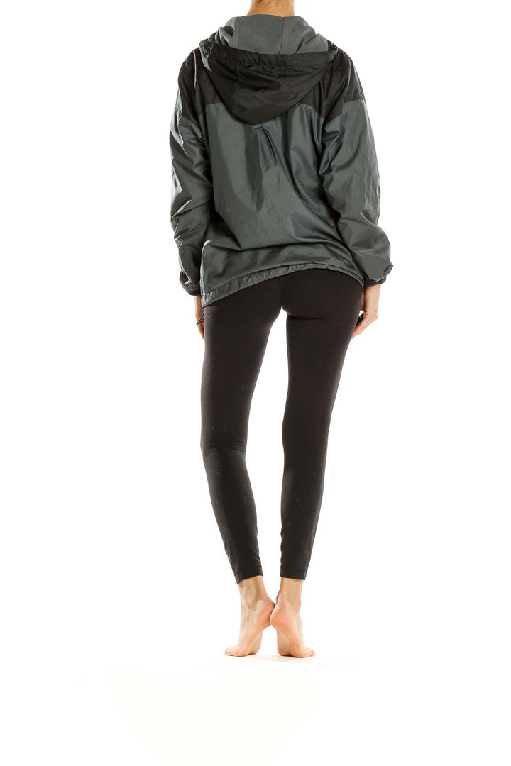Back view of Columbia women's gray two-tone windbreaker jacket