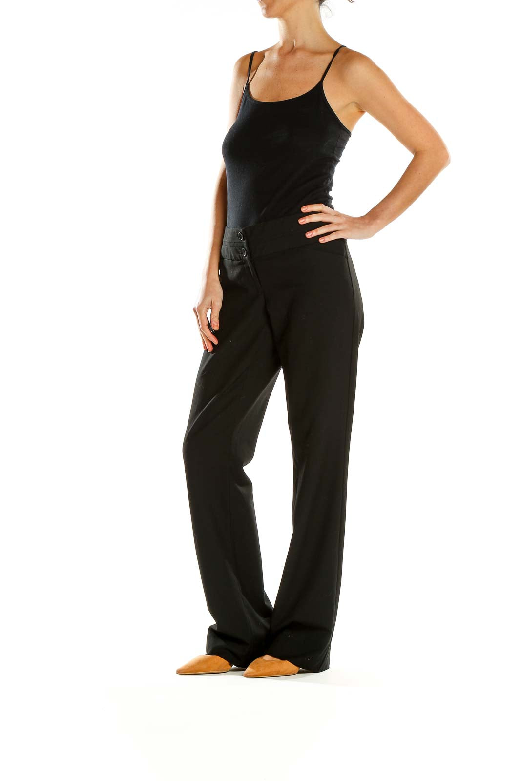 Front view of The Limited black wide-leg dress pants