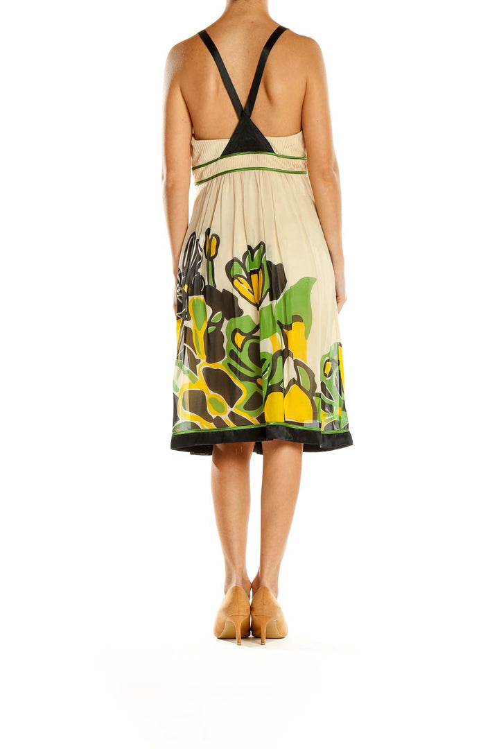 Back view of Sue Wong cream floral print empire waist dress