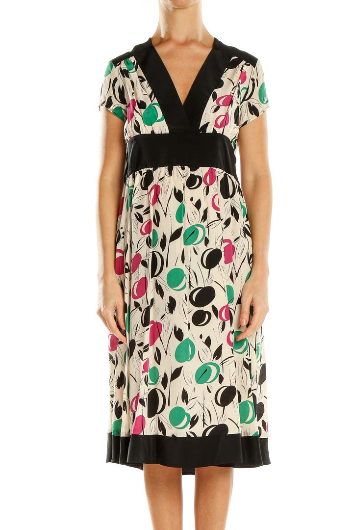 Front view of Corey Lynn Calter multicolor floral print empire waist midi dress