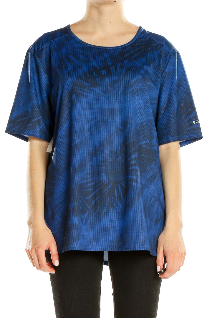 Front view of Columbia blue tie-dye performance t-shirt