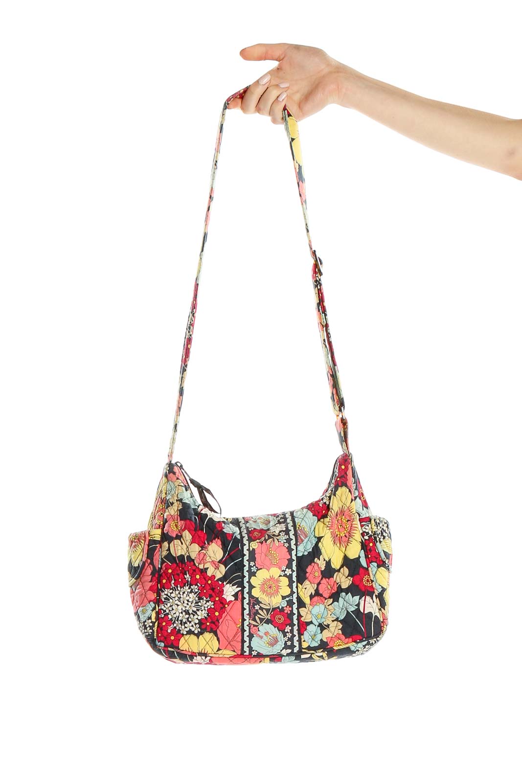 Front view of Vera Bradley multicolor floral quilted shoulder bag