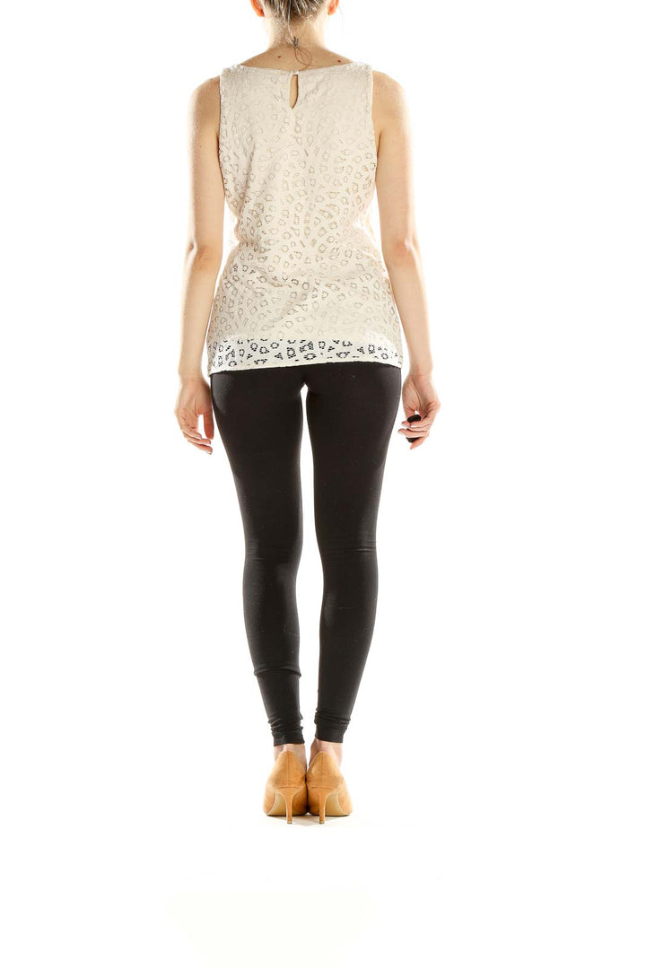 White Lace Leopard Print Tank Top