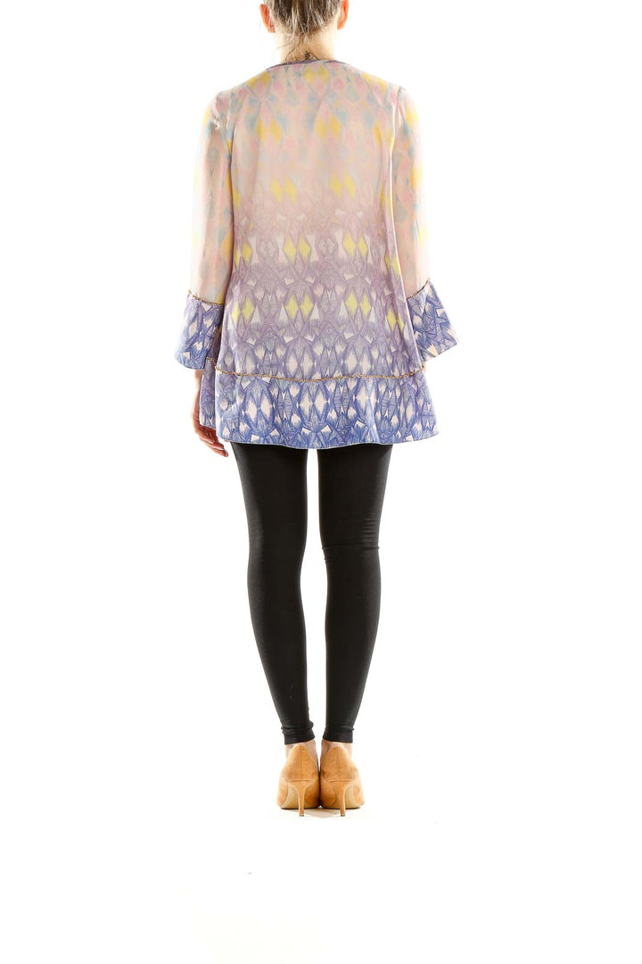 Side view of Mark + James by Badgley Mischka pastel ombre top showing flowy silhouette