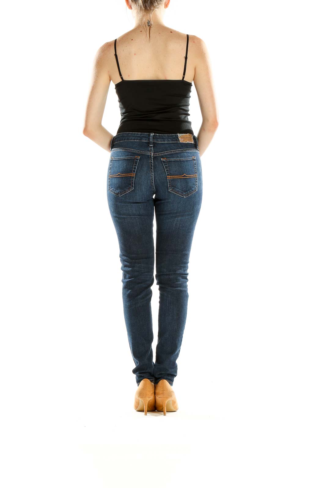 Back view of blue slim-fit jeans by Denim Supply Ralph Lauren