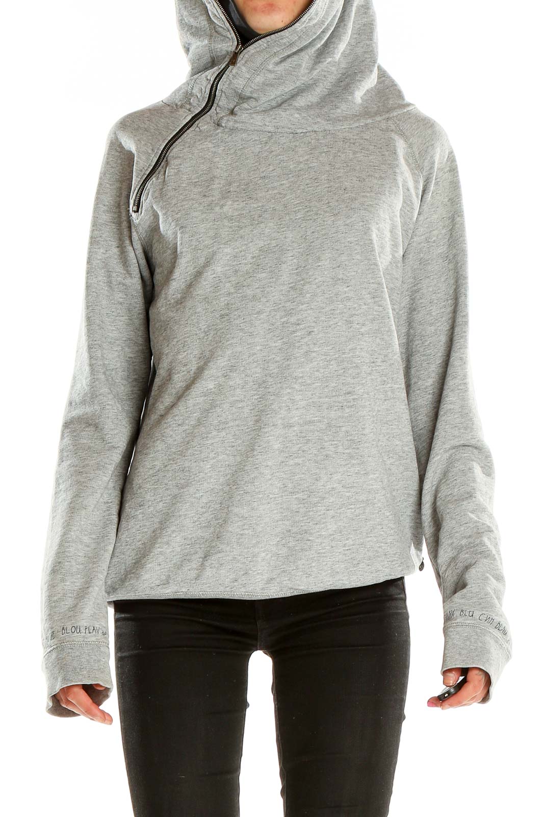 Gray All Day Wear Zip Up  Sweater