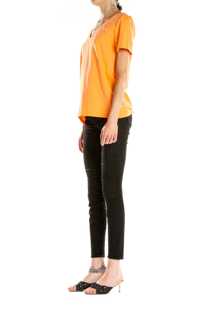 Orange V-Neck Short Sleeve T-Shirt