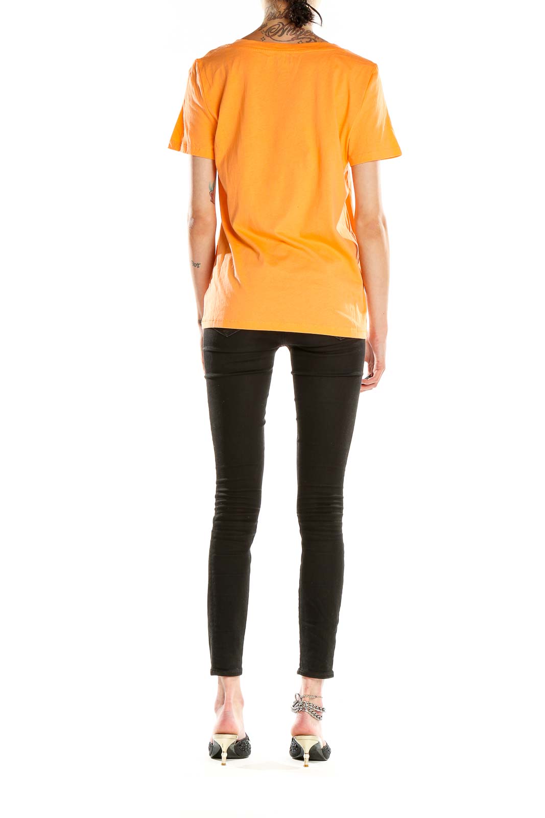 Orange V-Neck Short Sleeve T-Shirt