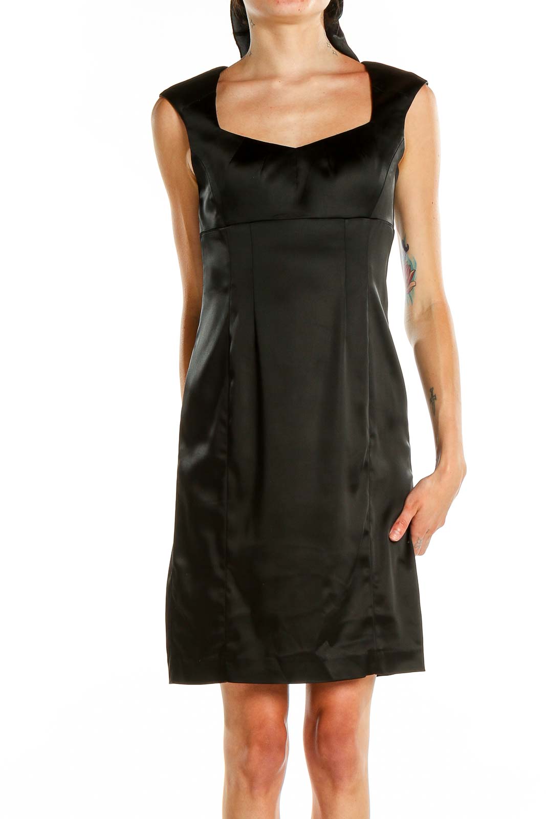 Calvin Klein Black Satin Sheath Dress