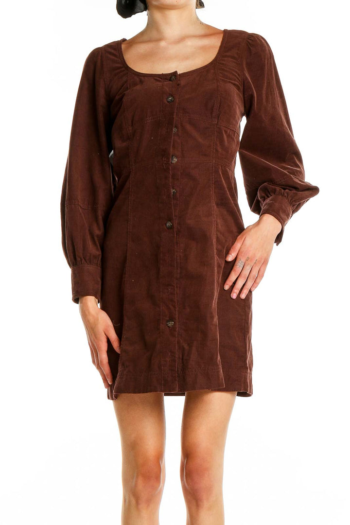 Brown Corduroy Mini Dress