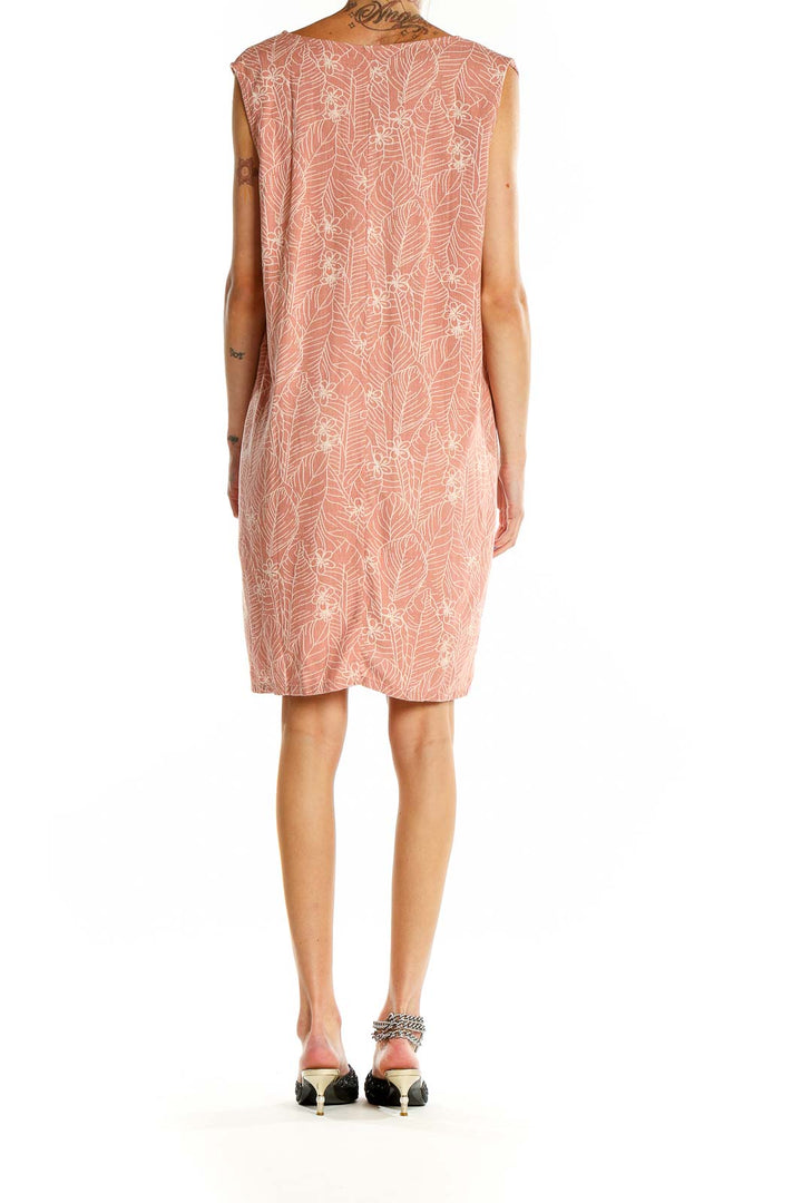 Pink Tropical Print Linen Shift Dress