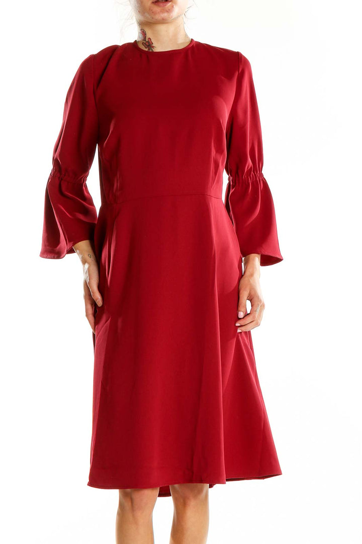Red Bell Sleeve Flare Dress