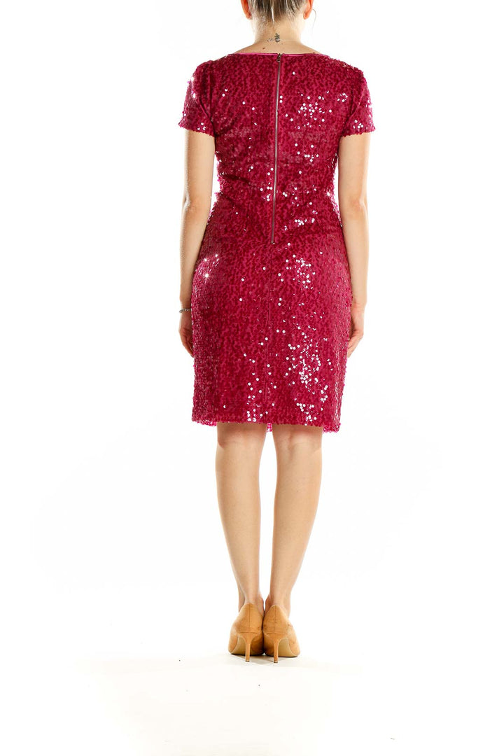 Red Sequin Short Sleeve Cocktail Dress
