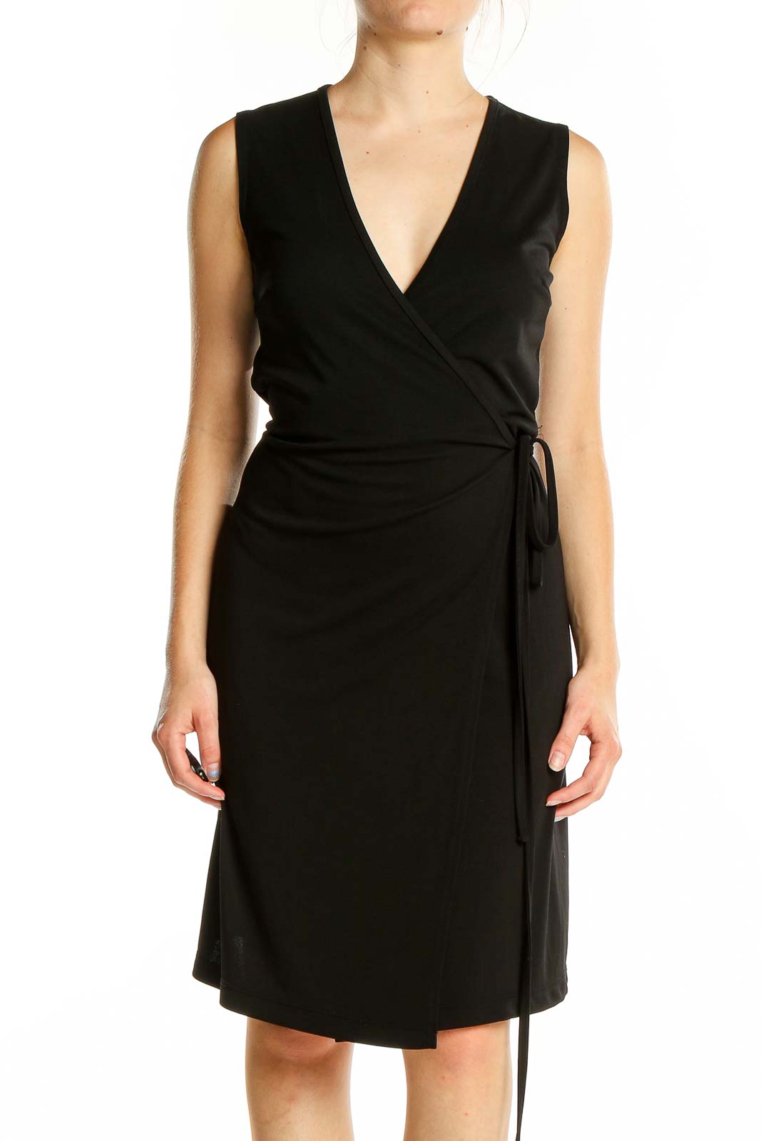 Express Black Wrap-Style Sleeveless Dress