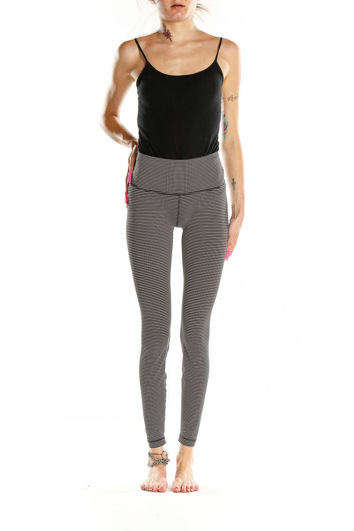 Black White Striped Leggings