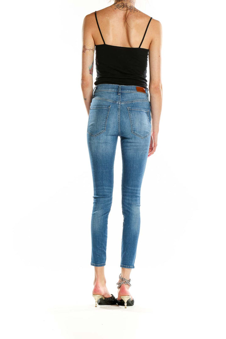 Back view of Express high-waisted skinny jeans showing flattering fit