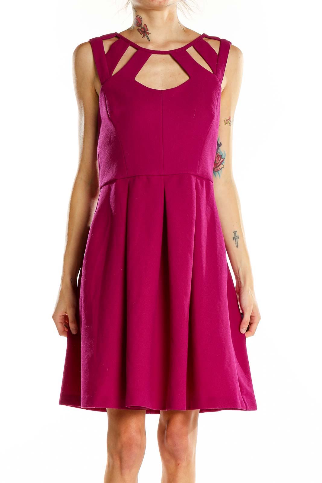 Pink Flare Keyhole Dress